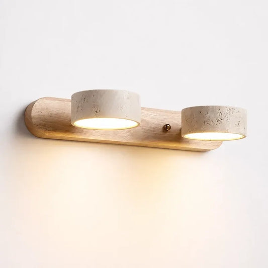 Wabi-Sabi Natural Travertine Wood Vanity Wall Light