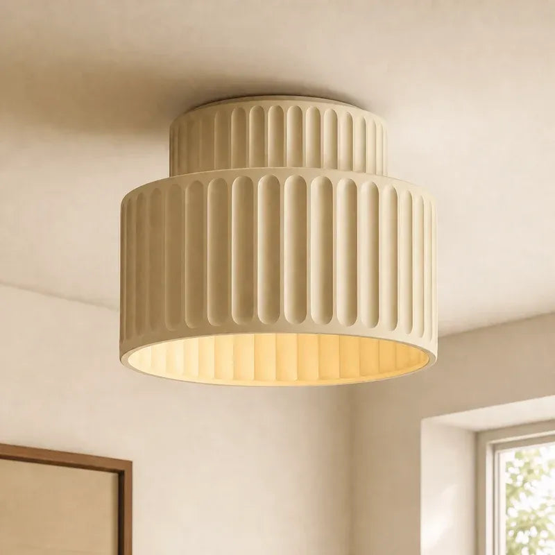Nordic Modern Retro Colorful Fluted Flush Ceiling Light