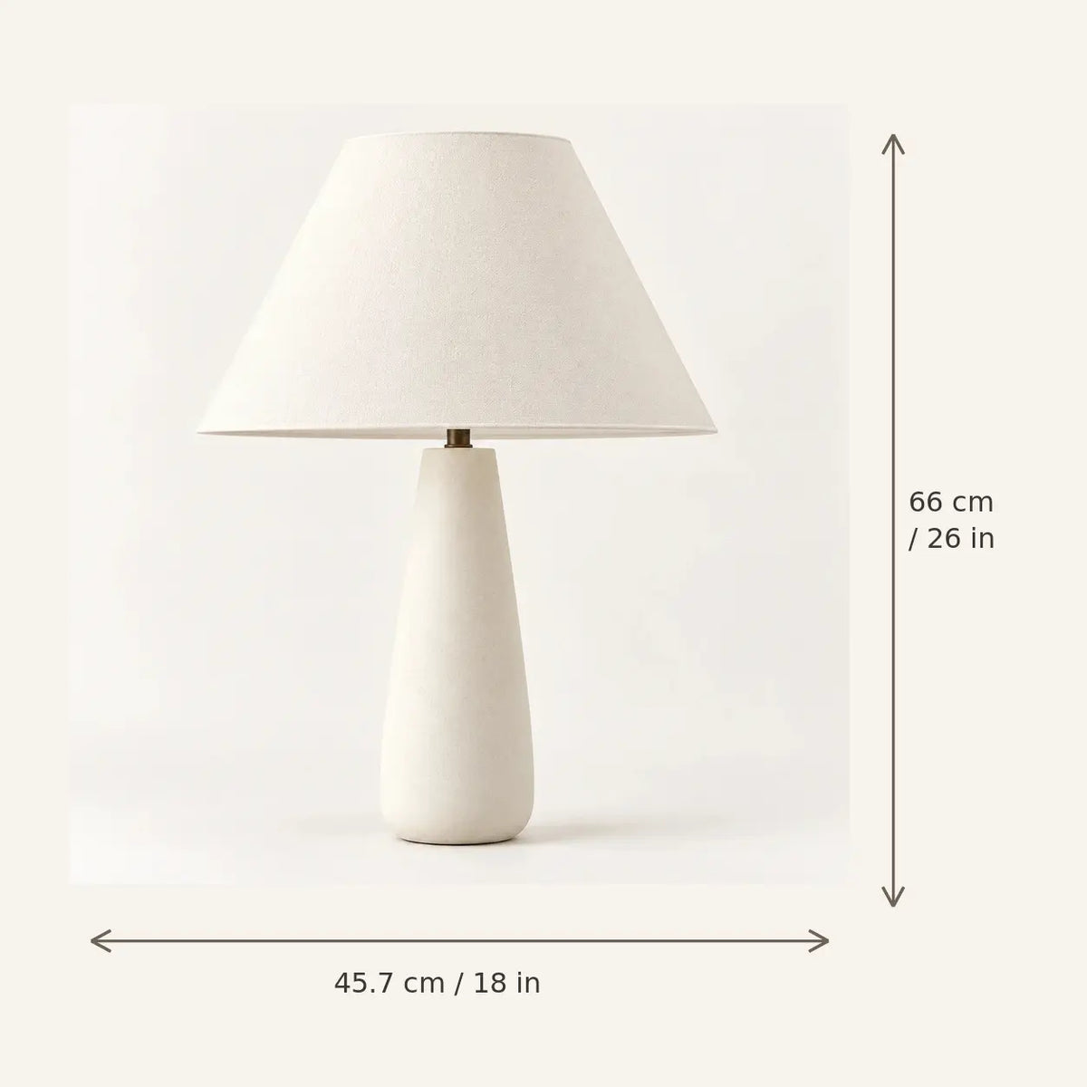 Modern tapered table lamp dimensions 45.7 cm wide by 66 cm high