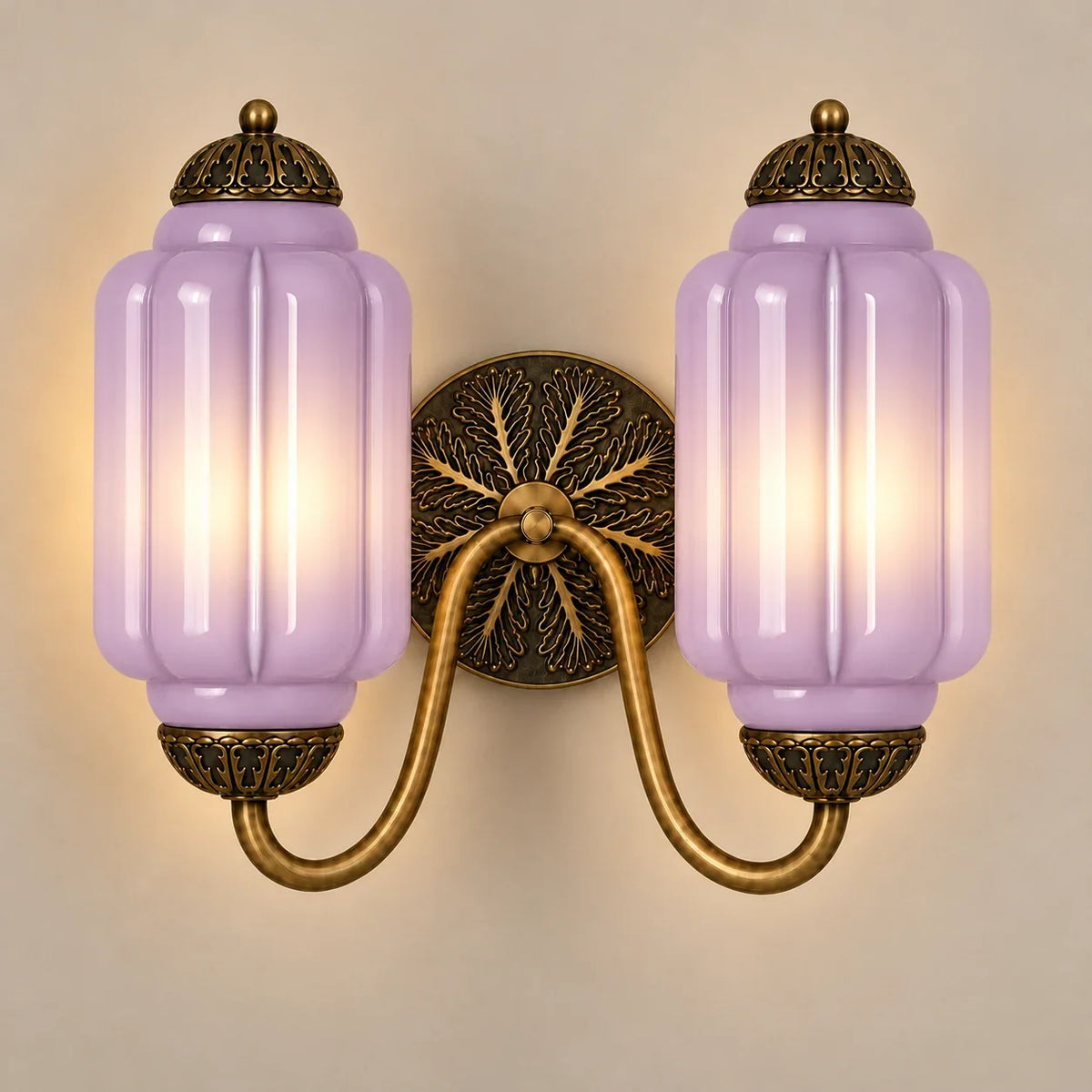 Vintage double scalloped wall light studio purple