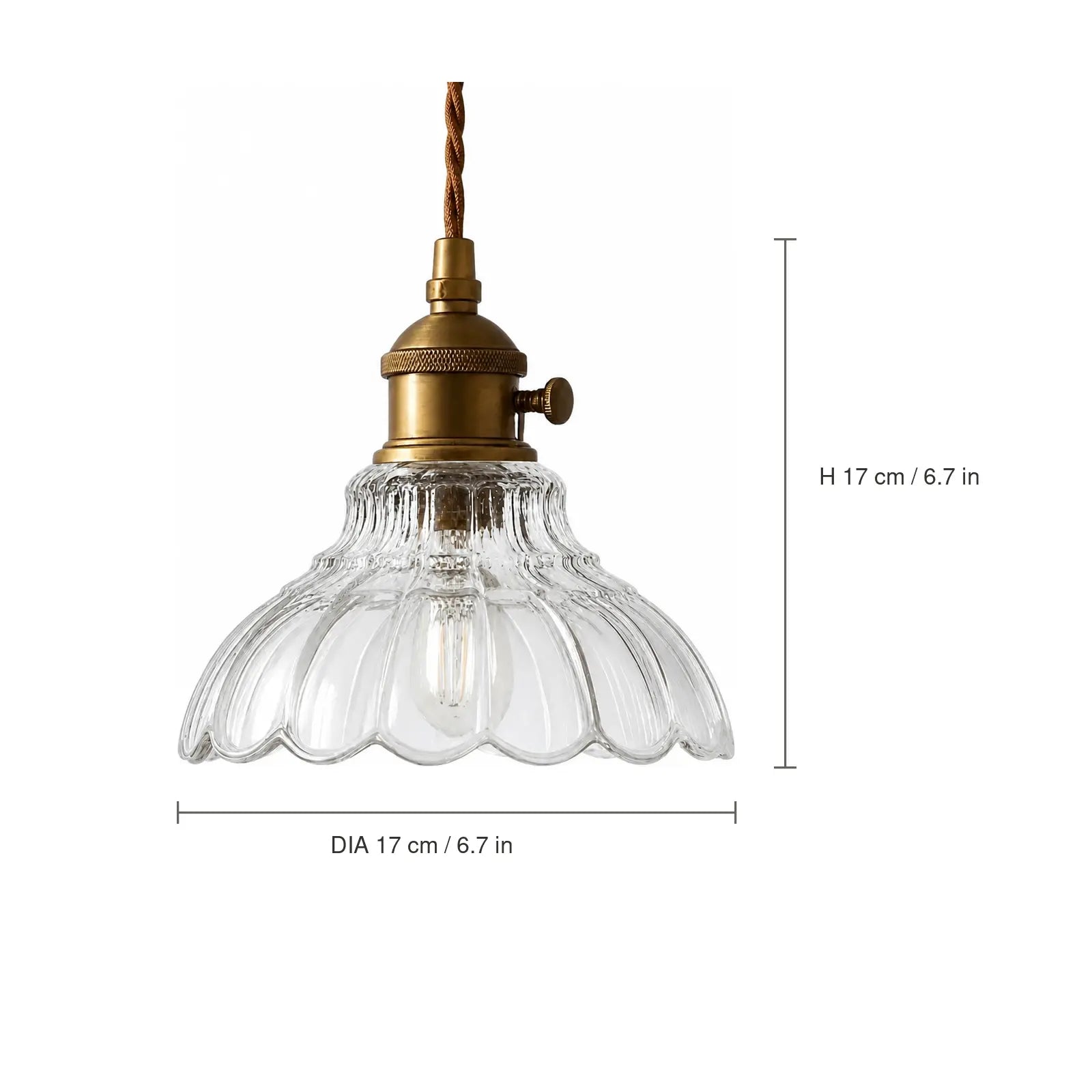 Flower glass pendant dimensions 17 centimetres or 6.7 inches wide and high